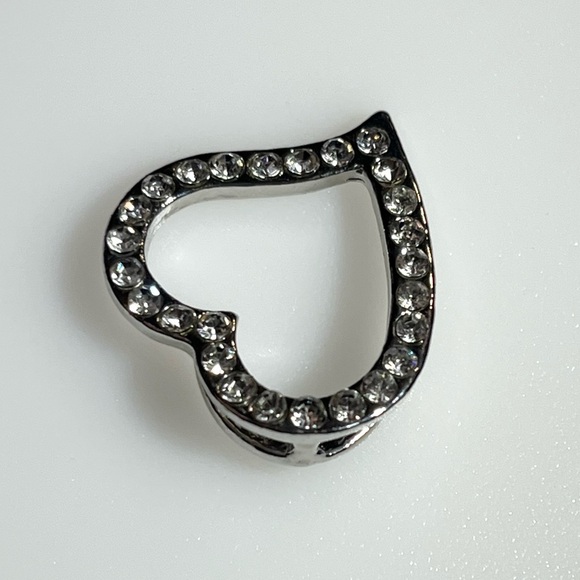 Silvertone Rhinestone Heart Pendant - Picture 4 of 15